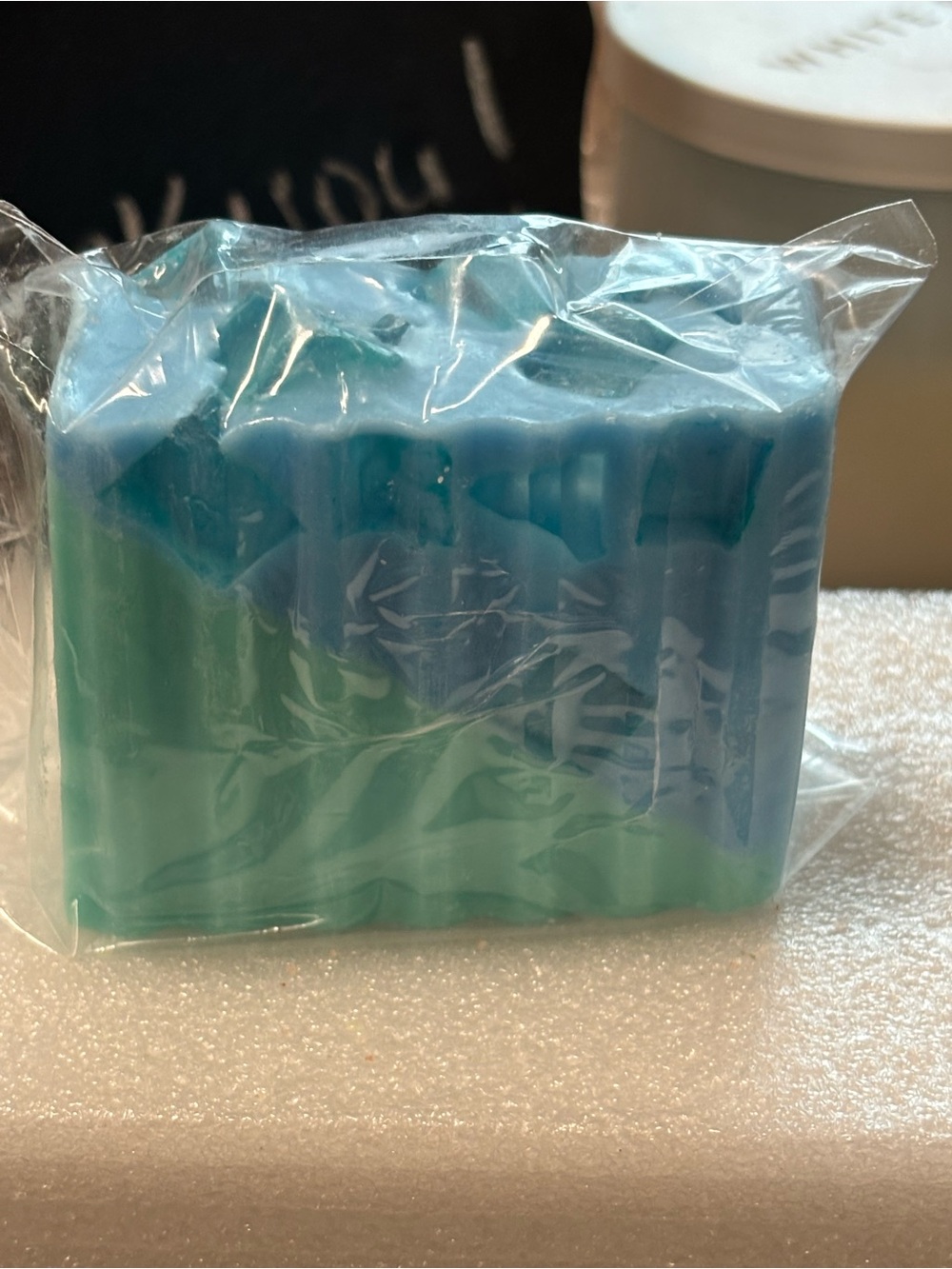 Handmade Blue-Green Layered Soap bar goats milk and tallow! Fresh linen scented!